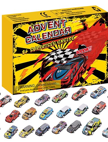 Calendrier de l'Avent de course, cadeau de Noël, camion, calendrier de l'Avent - compte à rebours de 24 jours, voiture de course, jouets pour enfants