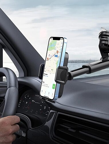 Support de téléphone de voiture support de téléphone avec ventouse forte support de téléphone 2-en-1 tableau de bord/pare-brise mains libres pour tous les téléphones mobiles