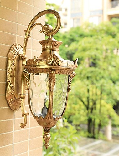 led vegglampe lysarmatur e27 antikk vegglampe lykt utvendig vanntett rustfri aluminium glass lykt vegglampe lykt gårdsplass hage balkong villa dekorative lys 110-240v