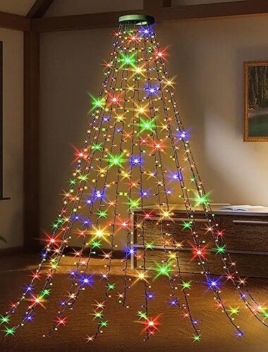 Christmas String Lights LED Christmas Tree with Ring 400LED Christmas Tree Lights with 16 Strands 2m Christmas Tree String Lights Christmas Lights String Lights for 150cm-240cm Tree
