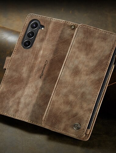 telefon Ügy Kompatibilitás Samsung Galaxy Z Fold 5 Z Fold 4 Z Fold 3 Pénztárca kártya tok Állvánnyal Cipzár Bőr Retro TPU PU bőr