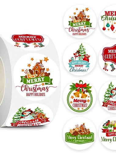 500 pz/pacco 1 pollice buon natale adesivi albero di natale alce sacchetto di caramelle adesivo di tenuta regali di natale etichetta etichetta nuovo anno