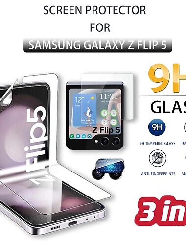 1 set Scherm Beschermer Schermbeschermer achterkant Voor Samsung Galaxy Z Flip 7 Z-flip 6 Z Flip 5 Gehard Glas TPU-hydrogel TPU 9H-hardheid Anti-bellen Anti-vingerafdrukken High-Definition (HD
