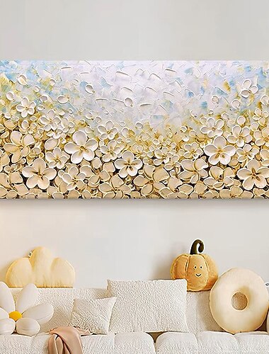 käsinmaalattu kulta kukkiva kukka öljymaalaus kankaalle käsintehty kukka akryylimaalaus mukautettu tekstuuri puumaalaus seinätaide abstrakti taide kodin sisustus sisustus rullattu kangas