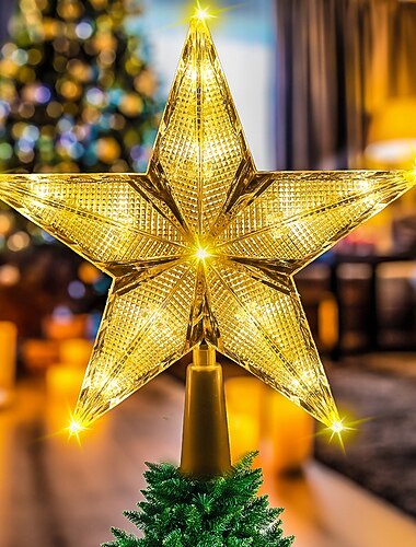 Weihnachtsbaum-Dekor, Stern-Lichter, Pentagramm-Anhänger, bunte LED-Baumkronen-Lichter, Weihnachten, Neujahr, Party, Schmuckstücke, Heimdekoration