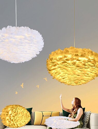 led závěsné světlo lustr bílé pštrosí peří kytice závěsné světlo romantické namontované svítidlo pro restauraci ložnice řetěz nastavitelný 110-240v