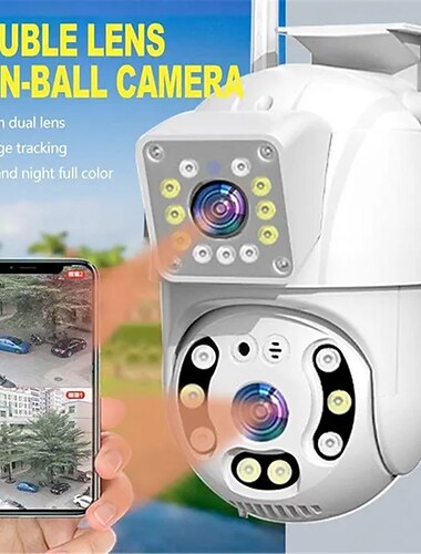 1080p lentilă dublă cameră de securitate pentru exterior cameră de supraveghere cctv cameră ptz 2,4 ghz fără fir wifi cameră de detectare a mișcării viziune de noapte cameră de urmărire automată ip66