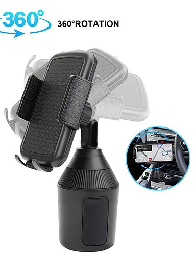 Support de téléphone pour porte-gobelet Type de boucle Rotatif Pince de serrage Support de téléphone pour Automatique Voiture Camion Compatible avec Tous les téléphones portables Accessoire de