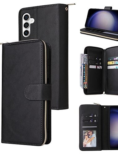telefoon hoesje Voor Samsung Galaxy S26 Ultra Plus S25 S23 S22 S23 FE S21 Ultra Plus A53 A13 A32 Wallet Card Case met standaard Magnetisch Rits Retro TPU Metaal PU-nahka