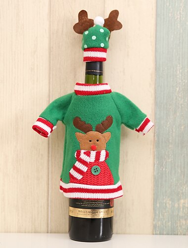 χριστουγεννιάτικο κάλυμμα μπουκαλιού κρασιού διακοσμητικά πλεκτό βαμβακερό κάλυμμα μπουκαλιού κρασιού εκλεκτή κατασκευή πλεκτό χριστουγεννιάτικο