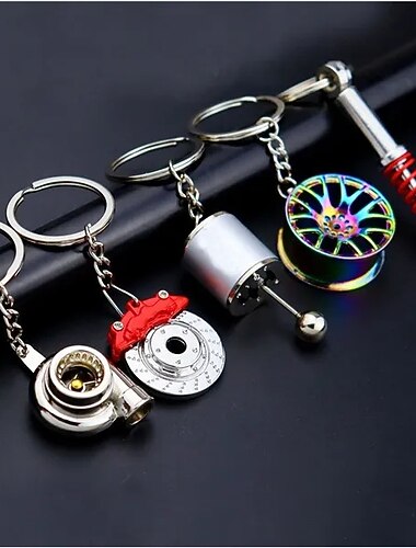 Porte-clés en métal pour voiture, 5 pièces, cadeau créatif, pendentif moyeu d'engrenage turbo, disque de frein, amortisseur