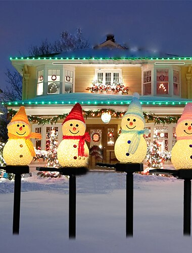 Weihnachtsornament LED-Lichter Schneemann Solarlichter Leuchtende Spielzeuge für Zuhause Party Garten Außendekoration Garten Rasen Weg