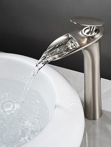 חדר רחצה כיור ברז - מפל מים מגולוון / גימור צבוע סט מרכזי חור ידית אחת אחתBath Taps