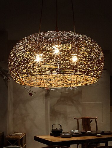 żyrandol bambusowy retro rattan e26/e27 żyrandol oświetlenie sufitowe ma zastosowanie do salonu sypialnia restauracja kawiarnia bar restauracja klub 110-240v