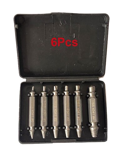 6 stuks beschadigde schroefextractorset dubbele kop schroefverwijderaar voor eenvoudig uittrekken van de boutuithaler & schroefverwijderaars met gebroken kop - snelstaal