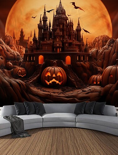 Tapiz colgante de murciélago de Halloween, arte de pared, tapiz grande, decoración mural, fotografía, telón de fondo, manta, cortina, hogar, dormitorio, sala de estar, decoración, decoraciones de