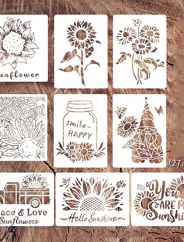 9 stk solsikker male sjablonger gjenbrukbare sjablonger vegg sjablonger DIY craft sjablonger (blomst tema)