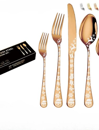 20/40 darabos karácsonyi étkészlet 8 személyes, fekete evőeszközkészlet szolgáltatás 8 személyes, egyedi karácsonyfa hópehely mintás kivitelű, 8 személyes evőeszközök, mosogatógépben mosható