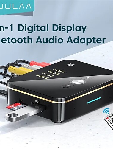 2w1 odbiornik bluetooth 5.0 nadajnik fm stereo aux 3.5mm jack rca optyczny zestaw głośnomówiący nfc bezprzewodowy adapter audio bluetooth telewizor z dostępem do kanałów