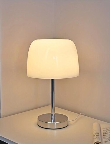 Lampada da tavolo a forma di fungo in vetro retrò da 1 pezzo, lampada da arredamento moderna per camera da letto, atmosfera familiare, soggiorno, sala da pranzo, lampada da scrivania in vetro