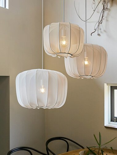 Luz colgante LED tela wabi-sabi negro blanco metal único cable moderno lámparas colgantes ajustables cocina isla iluminación para comedor dormitorio pasillo sala de estar 110-240v