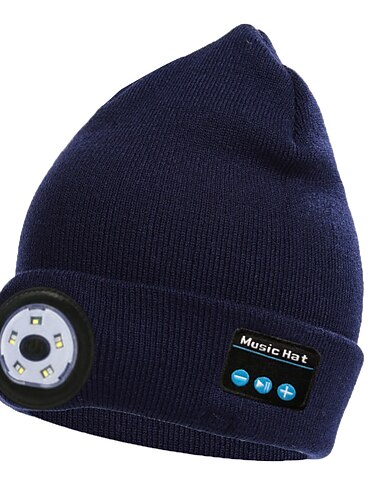 Gorra Bluetooth con Luces Micrófonos Gorro Recargable Linterna Auriculares Inalámbricos Regalos del Día de San Valentín para Hombres Mujeres Papá Adolescentes
