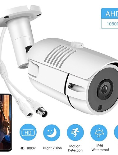 Telecamera di sicurezza analogica da 2 MP Telecamera di sorveglianza HD 1080p con visione notturna per interni ed esterni resistente alle intemperie per sistema di videosorveglianza domestica