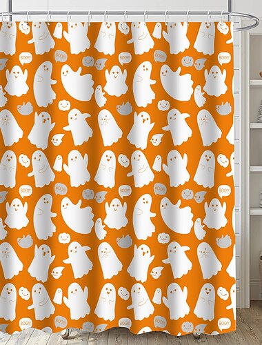 Απόκριες κουρτίνα μπάνιου φάντασμα με γάντζους διακόσμηση μπάνιου αδιάβροχο υφασμάτινο σετ κουρτίνας μπάνιου με πλαστικούς γάντζους συσκευασίας 12