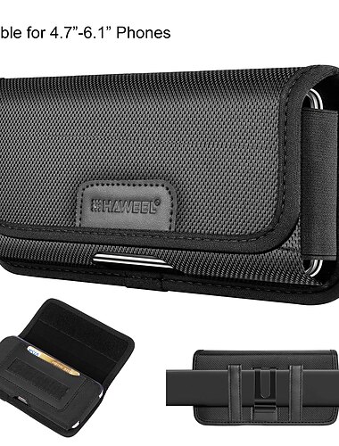 4,7-6,8 hüvelykes nylon vászon telefon övcsipesz vízszintes hordtáska kártyanyílással