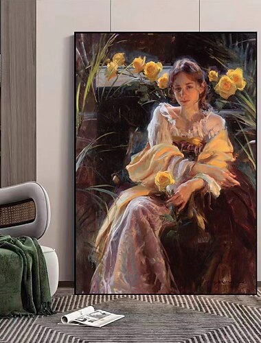 artystyczne płótno portretowe kobiety ręcznie malowane kobieta zwrócona tyłem do dekoracji ścian kobieta płótno ręcznie robione na płótnie kobieta obraz nowoczesny zwijane płótno (bez ramki)