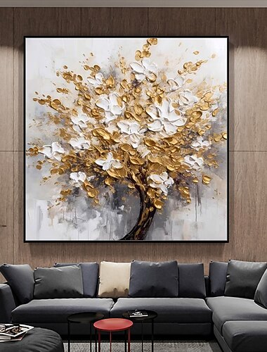 Mintura – peintures à l'huile de fleurs faites à la main, texture épaisse, décoration murale sur toile, image d'arbre abstraite moderne pour décoration de maison, peinture roulée sans cadre, non