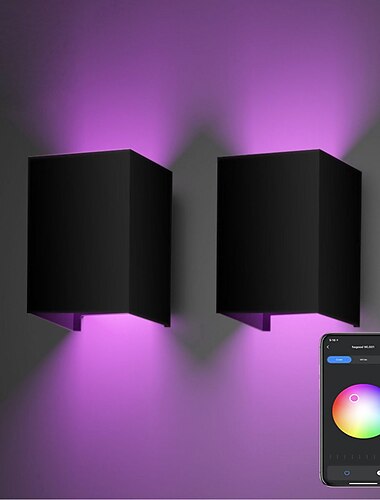 LED Indoor/Outdoor Wall Light RGB Wall Lights 3000K Indoor Wall Light Wall Lamp Tuya App Alexa Control Waterproof IP65 Outdoor Wall Light 85-265V