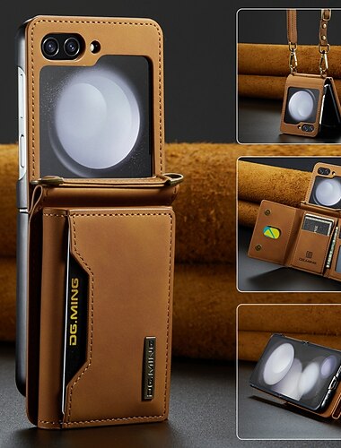 téléphone Coque Pour Samsung Galaxy Z Flip 7 Z Flip 6 Z Flip 5 Z Flip 4 Z Flip 3 Étui Portefeuille Portefeuille Magnétique Protection complète du corps Rétro TPU faux cuir