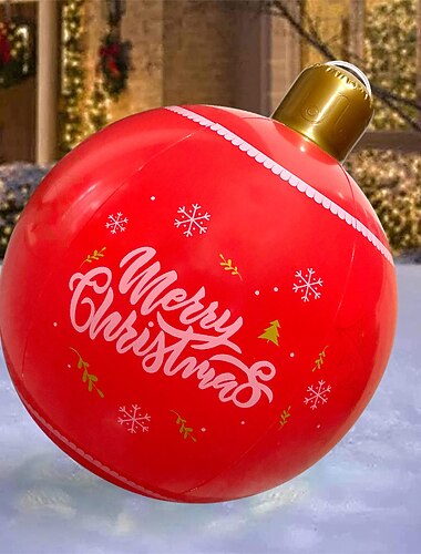 pvc uppblåsbar julkula, 60 cm juldekorationsboll, dekorationer inomhus för shoppinggallerior, utomhushängande trädlyktaboll