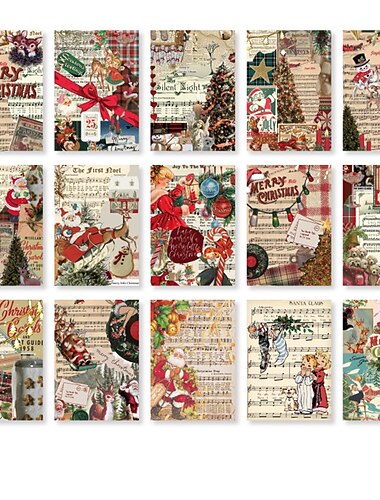 30kpl joulupakkauspaperirulla 14*10cm, 15 tyyliä ihana ympäristöystävällinen kierrätetty käärepaperi valittavissa