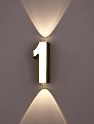 0-9 modelado digital aplique de pared exterior impermeable ip65 negro 9w luz cálida 3000k aplique de pared exterior para porche número de puerta patio baño pasillo tienda ac85-265v