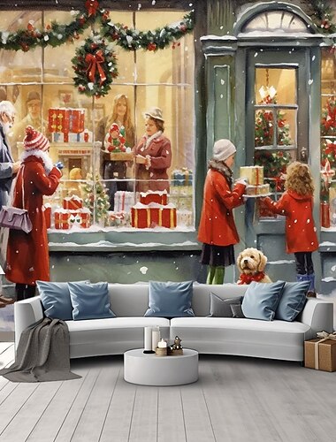 decorazioni natalizie esposizione invernale arazzo appeso arte murale natale grande arazzo decorazione murale fondale fotografico coperta tenda casa camera da letto soggiorno decorazione