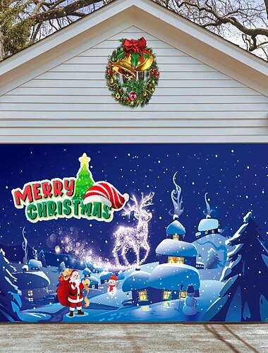 عيد الميلاد باب المرآب راية داخلي في الهواء الطلق عطلة عيد الميلاد خلفية سعيدة غطاء الديكور عيد الميلاد سنة جديدة سعيدة راية غطاء باب كبير زينة عيد الميلاد