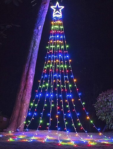 Lumières en guirlande pour sapin de Noël décoration extérieure guirlande en étoile à 8 modes branchée 350 LED décoration féerique pour le sommet du sapin de Noël éclairage coloré