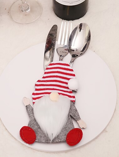 1 x Weihnachtsbesteckhalter, Messer, Gabel, Taschen, Taschen, Weihnachtsgeschirr, Abdeckung, Abendessen, Dekorationen für Zuhause