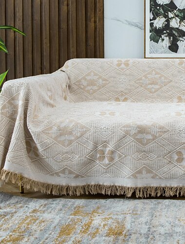 Funda de sofá de algodón, fundas de sofá, manta de toalla para sofá, fundas para cojín de sofá, funda de sofá para perros, funda protectora de muebles con borla