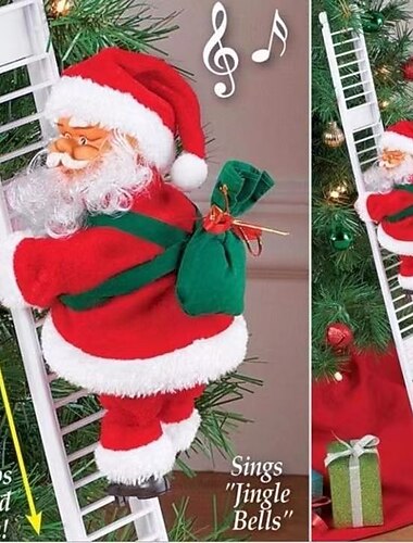 Vánoční lezecká hračka Santa Claus vánoční elektrický šplhací žebřík, pan Santa Claus leze nahoru dolů vánoční hračka zábavná lezecká figurka Santa Clause (náhodný barevný žebřík)