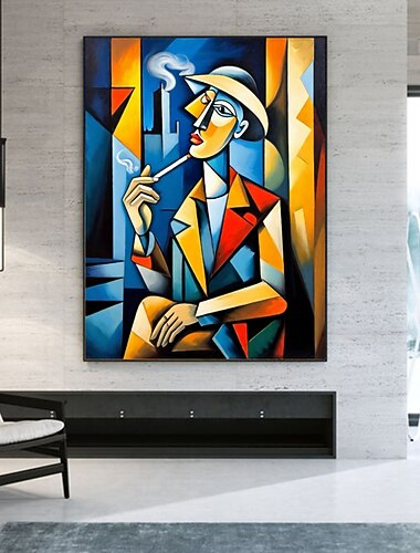 pintura a óleo handmateteladecoração de arte de paredepintura abstrata com faca personagens estilo picassopara decoração de casa pintura sem moldura enrolada e não esticada