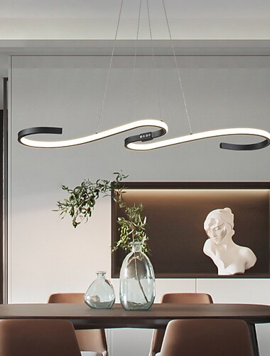 Lámpara colgante LED regulable de 34,3 pulgadas, lámpara colgante acrílica moderna y sencilla con control remoto para sala de estudio, oficina, comedor, accesorio de iluminación 110-240v