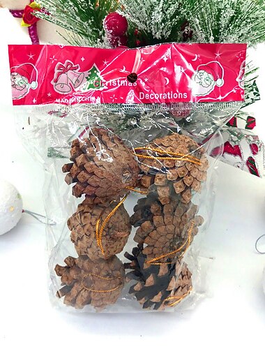 6/9 pezzi di ornamenti di pigne natalizie con cordino in legno naturale rustico decorazione per albero di natale artigianato ornamento da appendere per la casa di Natale
