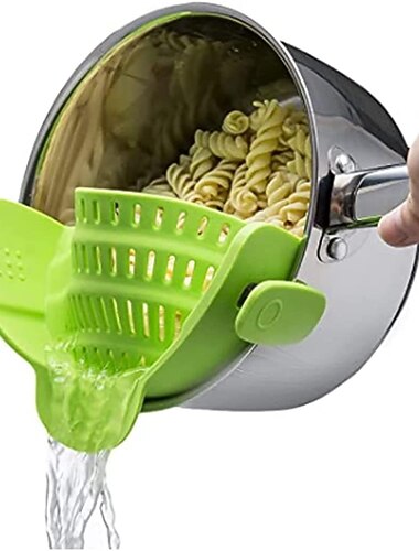 tésztaszűrő konyhai, edényszűrő klip a szűrőn szűrőszűrő szilikon és szűrőszűrő a spagettitészta serpenyőhöz