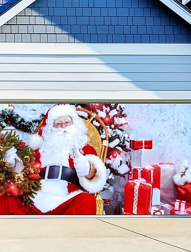 karácsonyi ajtódíszek gnómok kültéri garázsajtó burkolat karácsonyi transzparens Mikulás hóember betlehem nagy háttér dekoráció ünnepre szabadtéri garázsajtó otthon fali díszek