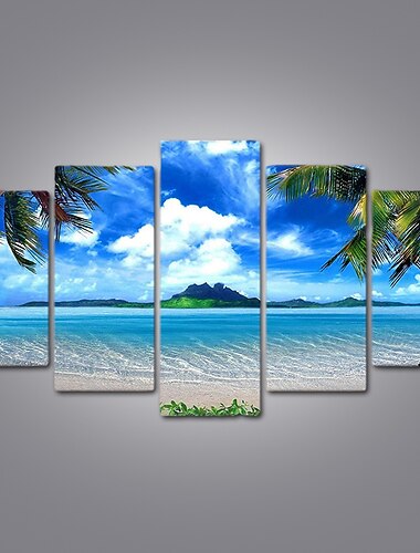 5 panouri imprimeuri peisaj postere/poza plajă albastru mare apus de soare artă de perete modernă agățat cadou decorațiuni pentru casă pânză rulată fără cadru neîncadrat neîntins