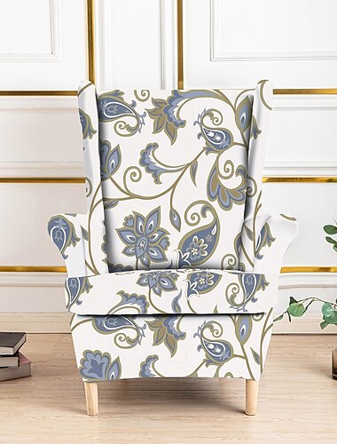 Housse de fauteuil en élasthanne pour chaise Strandmon, housse de chaise à oreilles extensible anti-rayures, housse de chaise à dossier à oreilles jacquard amovible et lavable en machine