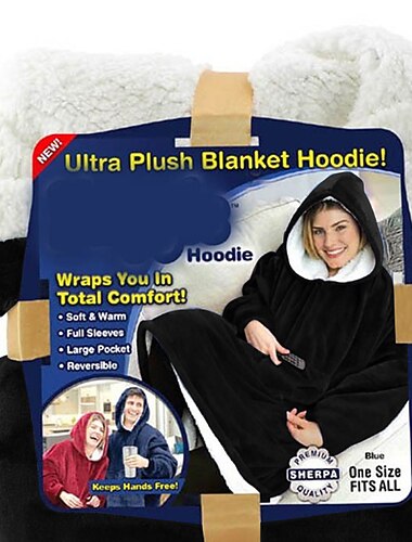 Pătură cu hanorac purtabilă, hanorac supradimensionat pătură pentru adulți femei bărbați, cadou, pătură confortabilă și neclară cu hanoraș sherpa